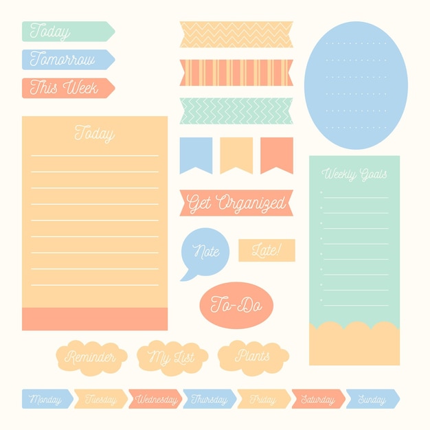 Gratis vector planner plakboek set