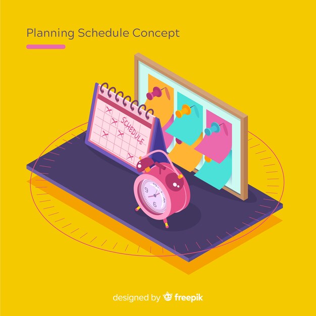 Planning schema concept met isometrisch perspectief