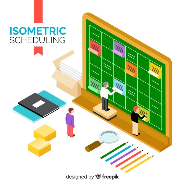 Planning schema concept met isometrisch perspectief
