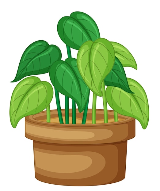 Gratis vector plant in een pot in tekenfilm