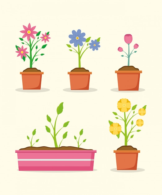 Gratis vector planten in potten