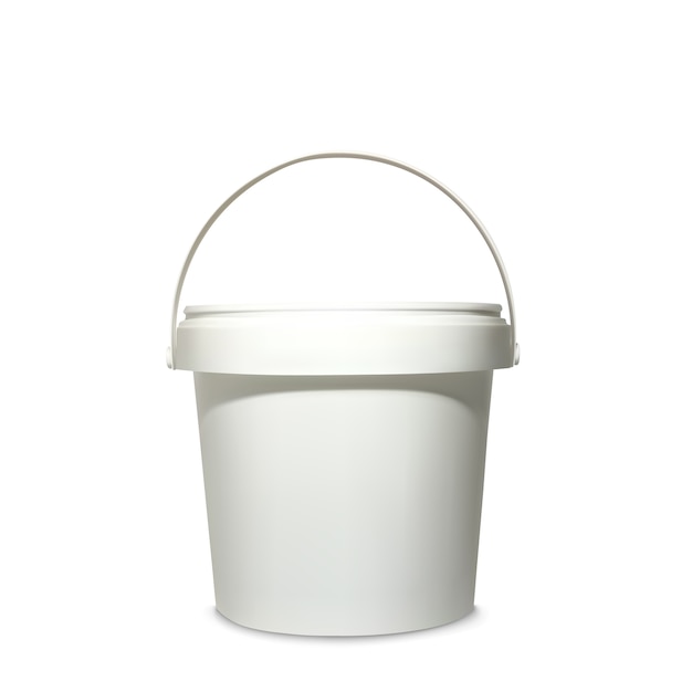 Plastic emmerillustratie van 3d realistische witte container voor modelmodel van merkpakket