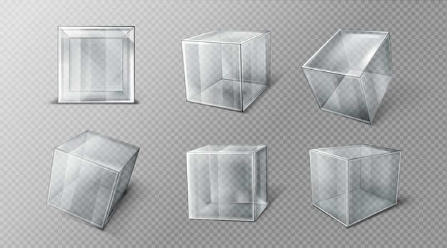 Plastic kubus in verschillende hoeken