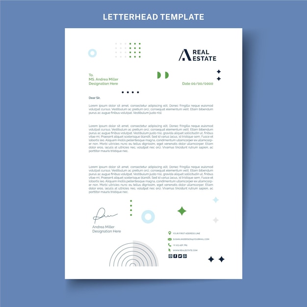 Plat abstract geometrisch onroerend goed briefpapier