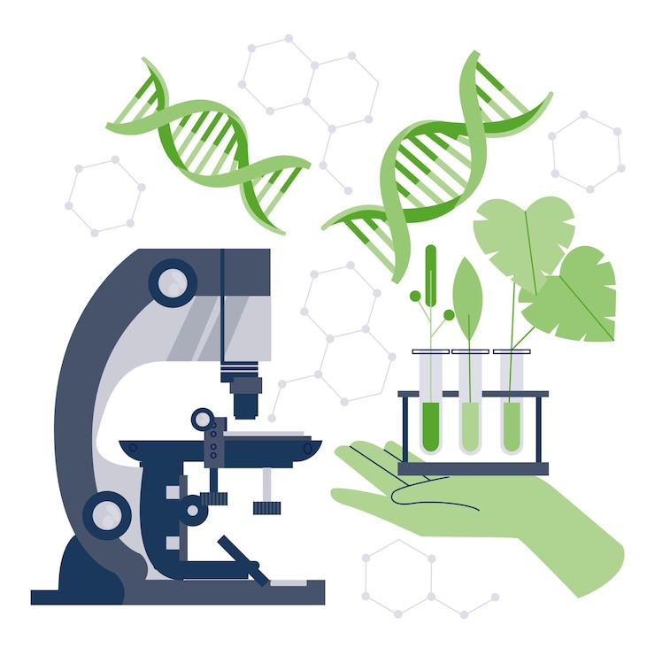 Gratis Vector plat biotechnologie concept geïllustreerd