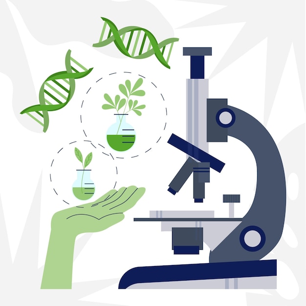 Gratis vector plat biotechnologie concept geïllustreerd