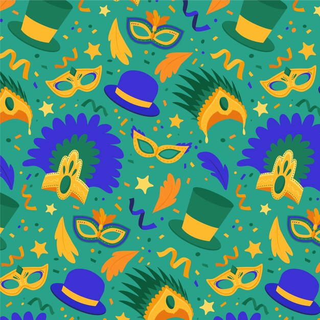 Plat Braziliaans carnaval-patroonontwerp