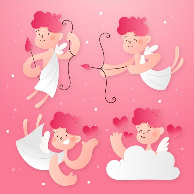 Gratis vector plat cupido-personagepakket