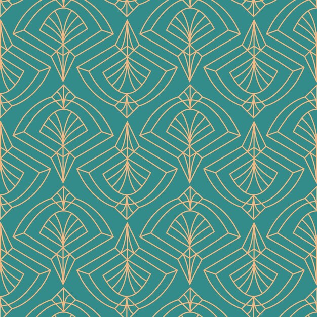 Plat design art deco blauw en gouden patroon