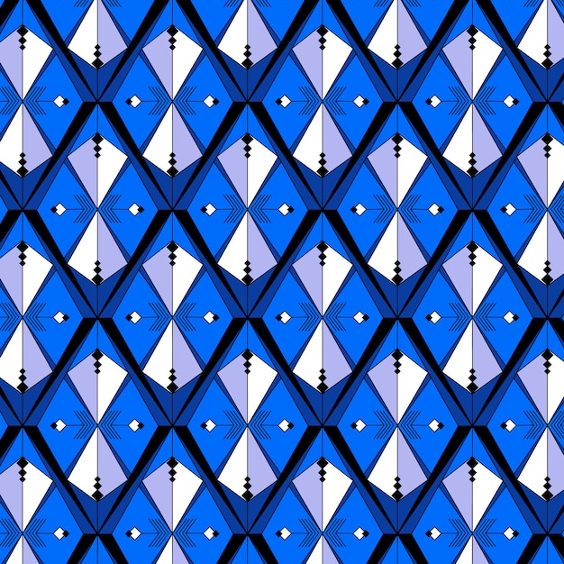 Plat design art deco blauw patroon