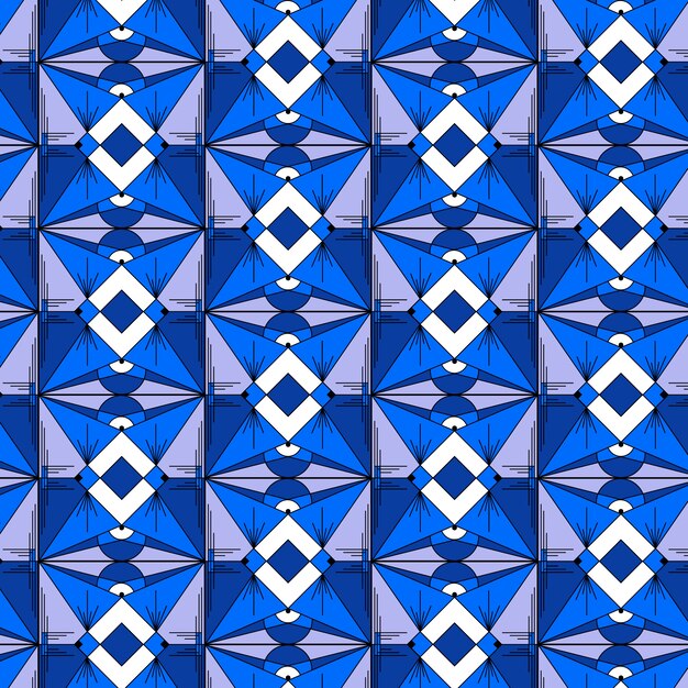 Plat design art deco blauw patroon