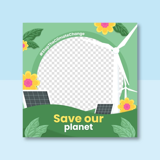 Plat Facebook-frame voor klimaatverandering voor profielfoto