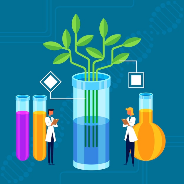 Plat geïllustreerd biotechnologieconcept