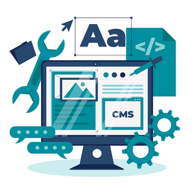 Gratis vector plat geïllustreerd cms-concept