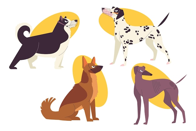 Gratis vector plat gemuilkorfde honden pack