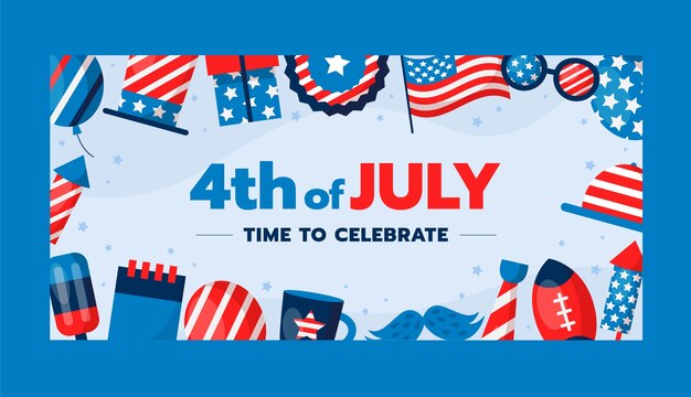 Plat horizontaal bannermalplaatje voor de Amerikaanse viering van 4 juli