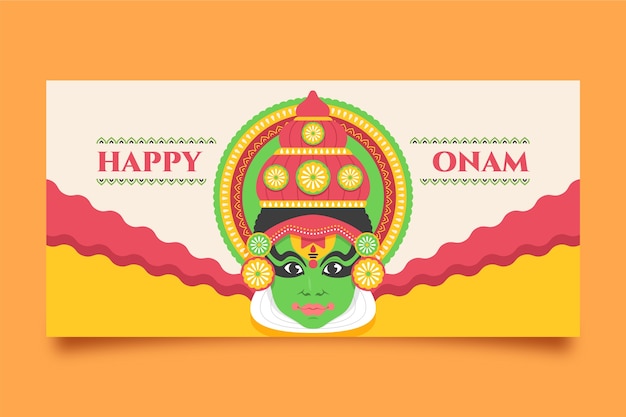 Plat horizontaal bannermalplaatje voor de viering van het onam-festival