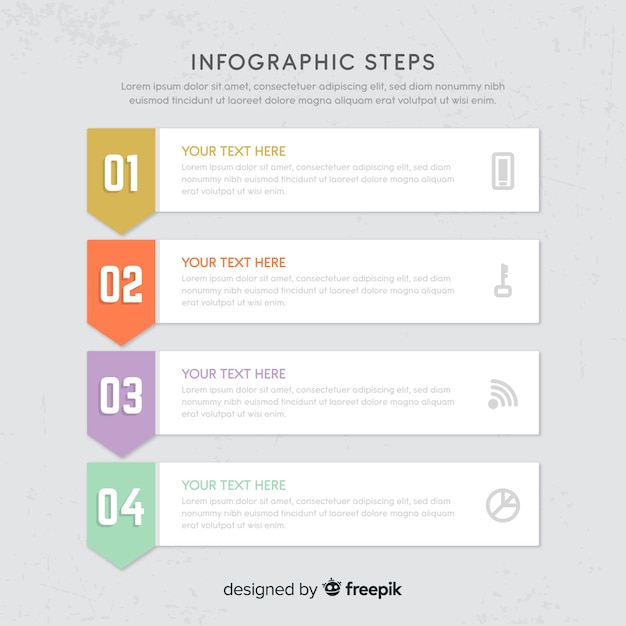 Plat infographic stappen concept