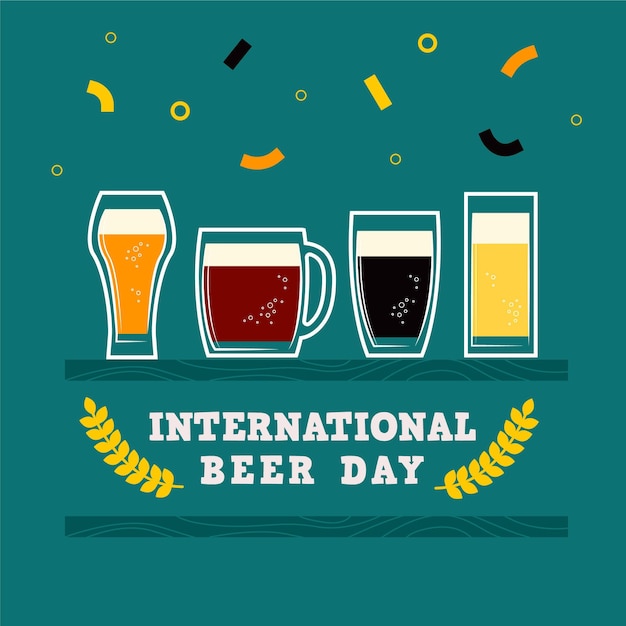 Gratis vector plat internationaal bierdag concept