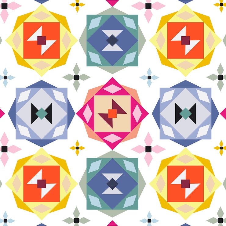Gratis Vector plat kleurrijk geometrisch patroonontwerp