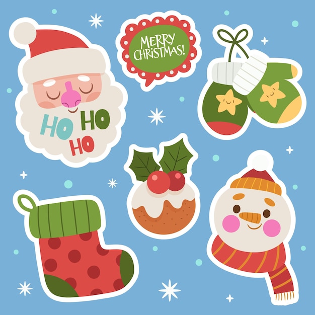 Gratis vector plat kleurrijke kerstcollectie