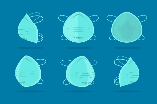 Plat kn95 gezichtsmasker in verschillende perspectieven