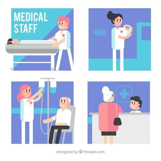 Plat medisch personeel concept