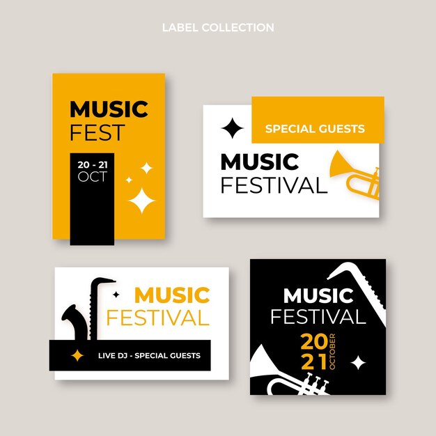 Plat minimaal ontwerp van festivallabel en badges