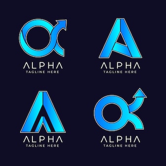 Plat ontwerp alpha logo pack