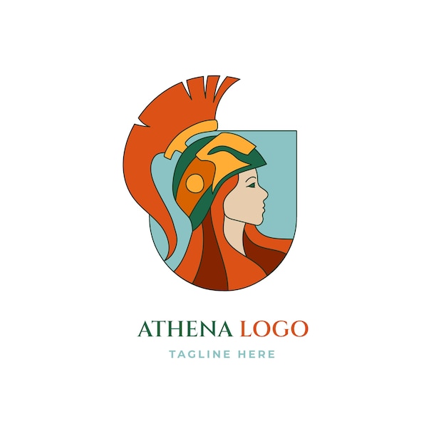 Gratis vector plat ontwerp athena logo sjabloon