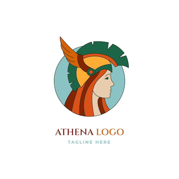 Plat ontwerp athena logo sjabloon