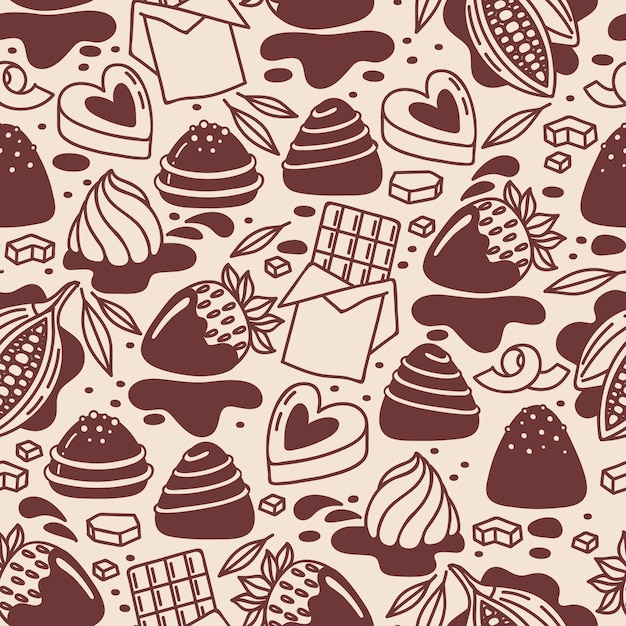 Gratis vector plat ontwerp chocoladepatroon