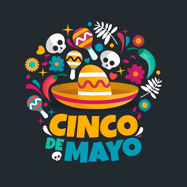 Plat ontwerp cinco de mayo behang