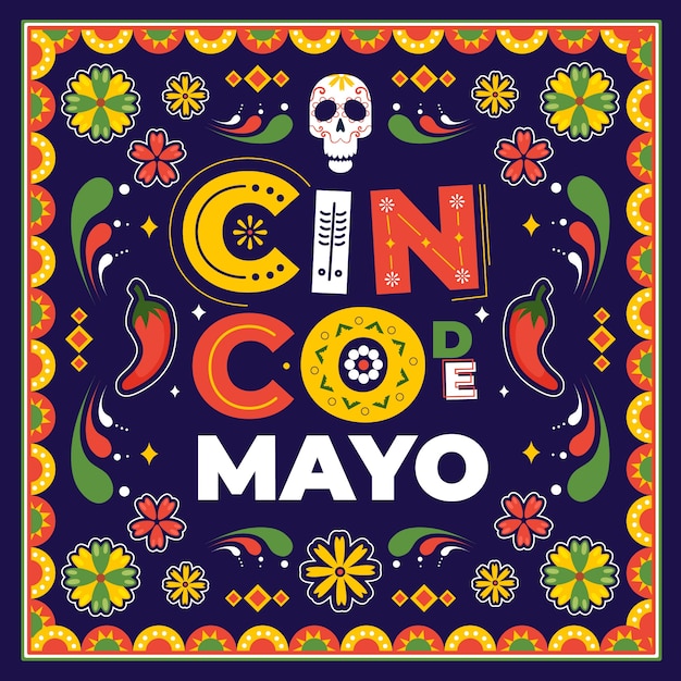 Plat ontwerp cinco de mayo thema