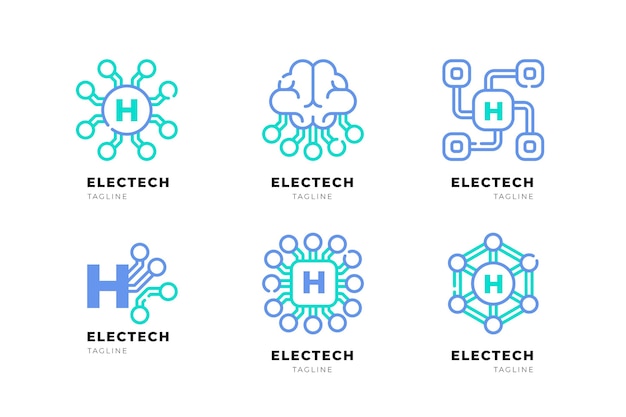 Gratis vector plat ontwerp elektronica logos pack