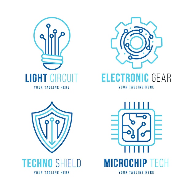 Gratis vector plat ontwerp elektronica logos pack