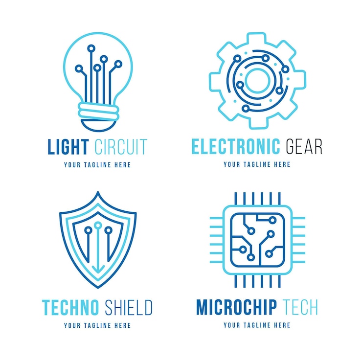 Gratis Vector plat ontwerp elektronica logos pack