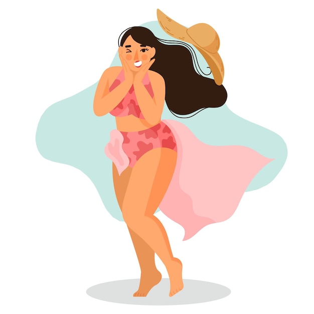 Plat ontwerp geïsoleerd meisje in een bikini