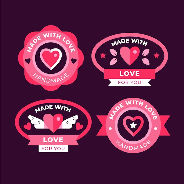 Gratis vector plat ontwerp gemaakt met liefdeslabels