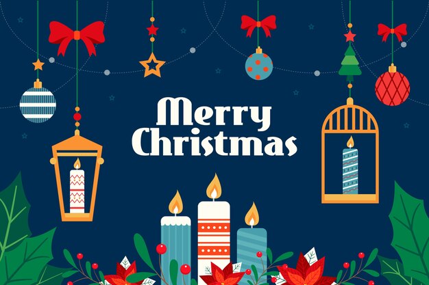 plat ontwerp kerstkaars achtergrond