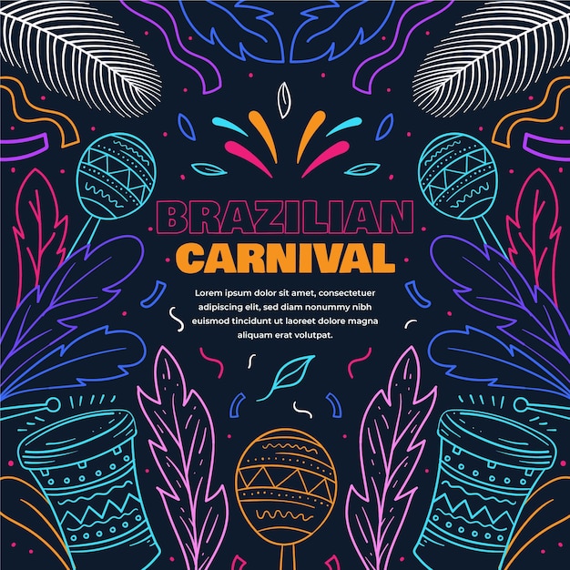 Plat ontwerp kleurrijk Braziliaans carnaval