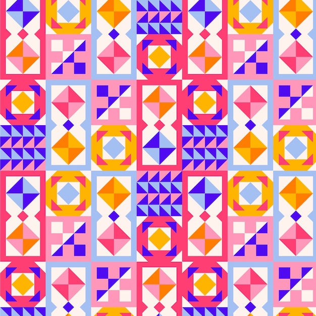 Gratis vector plat ontwerp kleurrijk geometrisch patroon