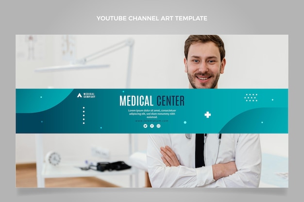 Gratis vector plat ontwerp medisch centrum youtube-kanaal