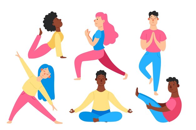 Plat ontwerp mensen doen yoga