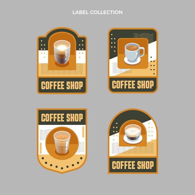 Plat ontwerp minimaal coffeeshoplabel en badges