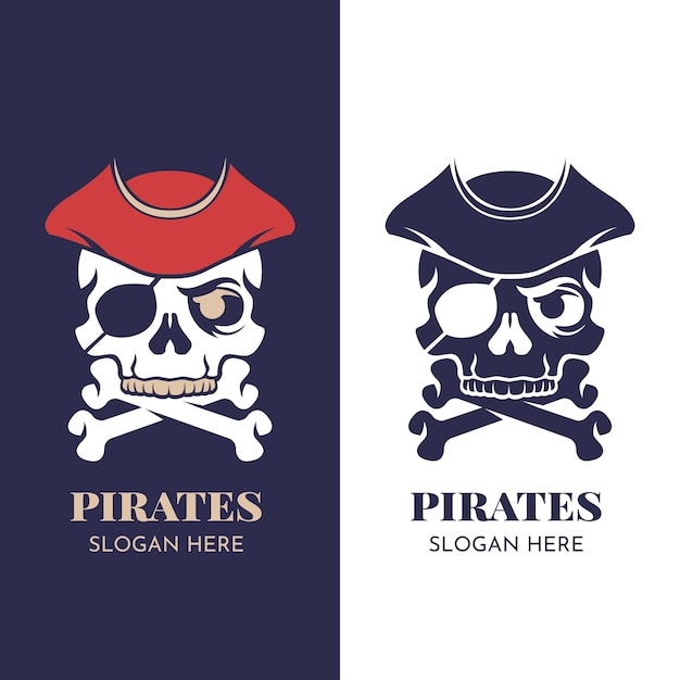 Gratis vector plat ontwerp piratenlogo