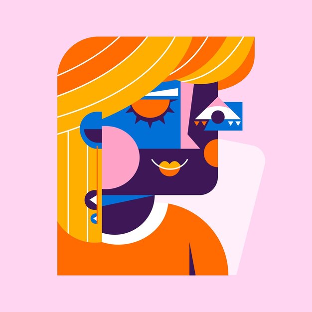Plat ontwerp portret met abstracte vormen