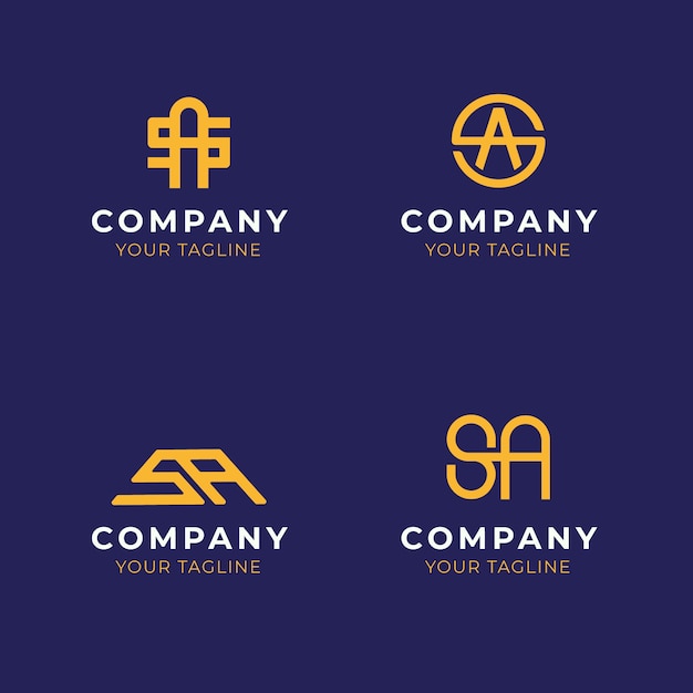 Gratis vector plat ontwerp sa monogram logo set