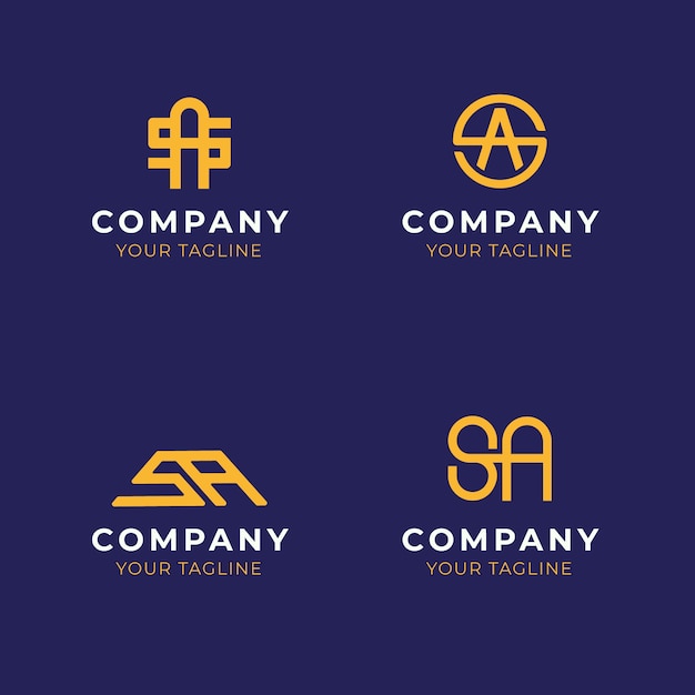 Plat ontwerp sa monogram logo set