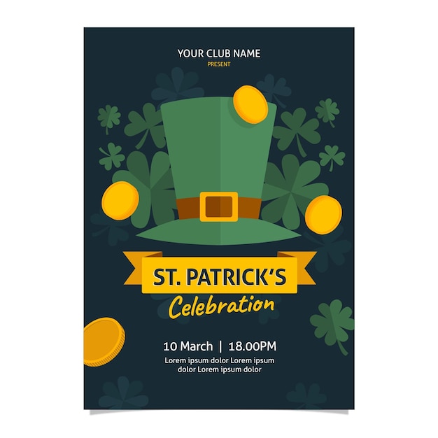 Plat ontwerp st. patrick's day flyer-sjabloon